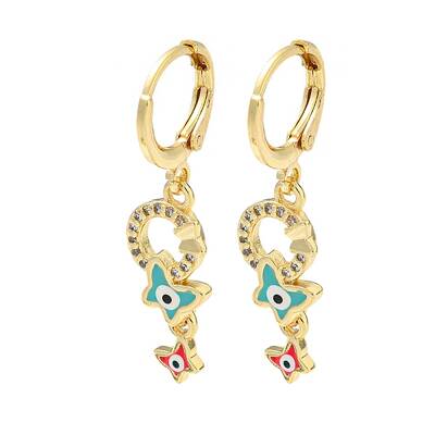 Real 18K Gold Plated Brass Dangle Leverback Earrings