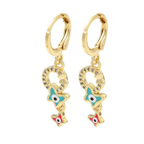 Real 18K Gold Plated Brass Dangle Leverback Earrings