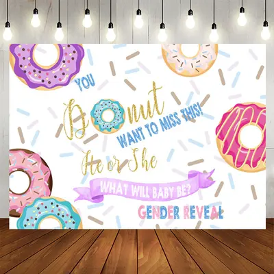 Aperturee Lovely And Colorful Donuts Themed Baby Shower Backdrop