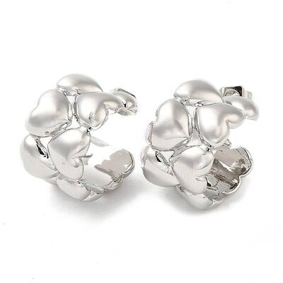 Brass Heart Stud Earrings