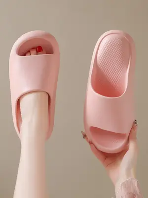 Women's Simple Plain Color Slides, Casual Soft Comfortable Home Slippers, Thick Sole Non-slip Slippers for Indoor & Outdoor W...