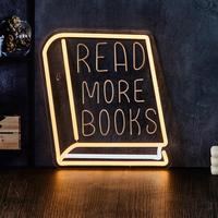 Read More Books Letter Pattern Book Shaped Design Neon Light, Creative Usb Powered Decor Ornament, Decorative Light for Home ...
