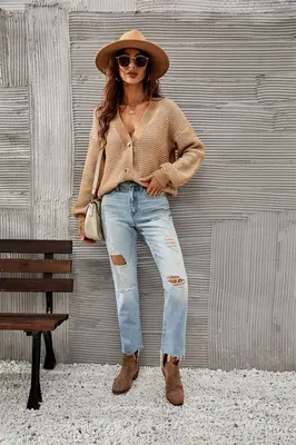 Plus Size Hollow Knit Cardigan Women's 2025 Fall Chunky Knit Open Front Long Sleeve V Neck Button Loose Cardigan Sweaters