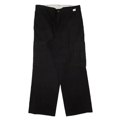 DICKIES Cargo Workwear Mens Trousers Black Relaxed Straight W34 L28