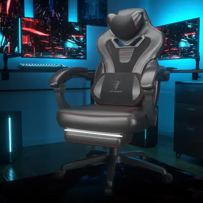 Dowinx Gaming Chair with Footrest, Tall Racing Gaming Chair for Heavy People, Computer/PC Gaming Chair with Massage for Adult