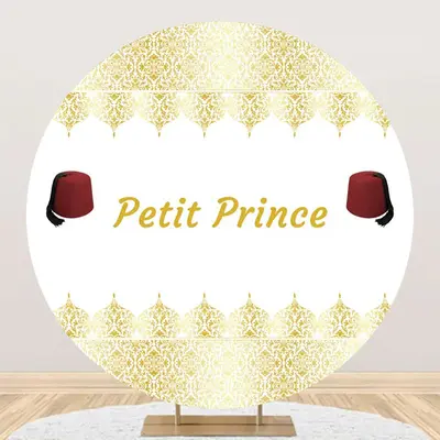 White Gold Red Fez Hat Petit Prince Round Backdrop
