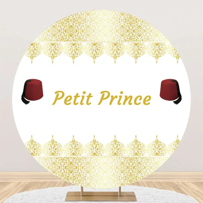 White Gold Red Fez Hat Petit Prince Round Backdrop