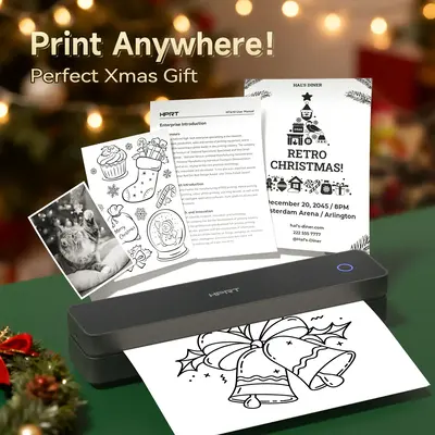 Inkless Portable Printer, Wireless Bluetooth Thermal Printer for Travel & Mobile Use, Compatible with iOS, Android, Laptop, S...