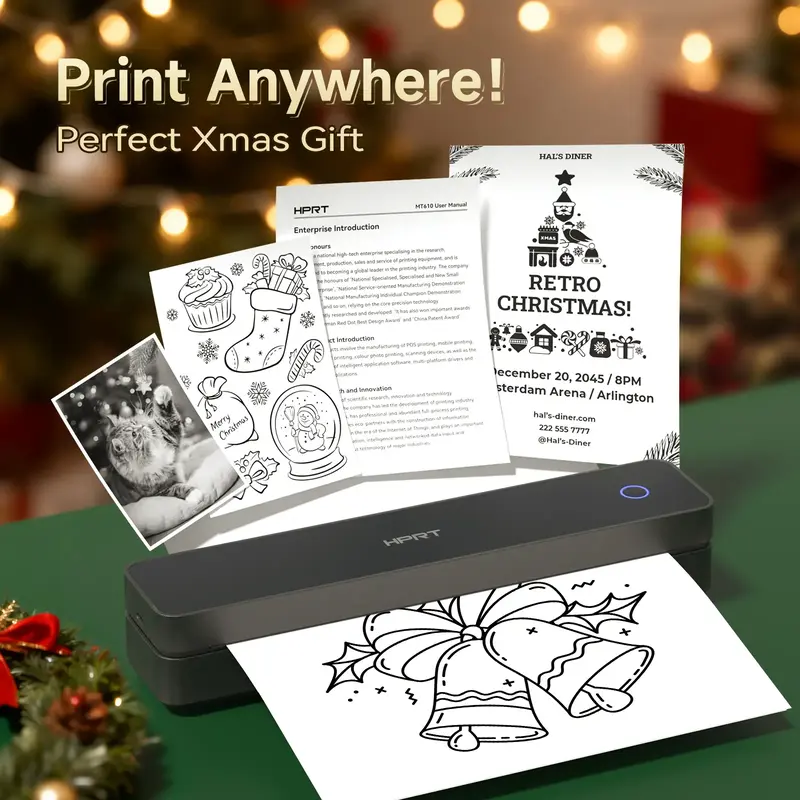 Inkless Portable Printer, Wireless Bluetooth Thermal Printer for Travel & Mobile Use, Compatible with iOS, Android, Laptop, S...