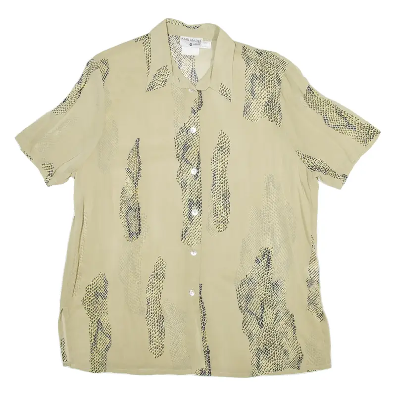 KARLSBADER Snake skin Shirt Green Viscose Animal Print Short Sleeve Womens UK 18
