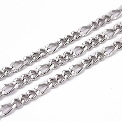 Tarnish Resistant 304 Stainless Steel Figaro Chains