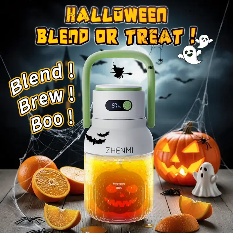 Festive Holiday Blender for Shakes & Smoothies! ZHENMI BPA-Free Cordless Blender, 33oz, Ice Crushing, USB Rechargeable, Make ...