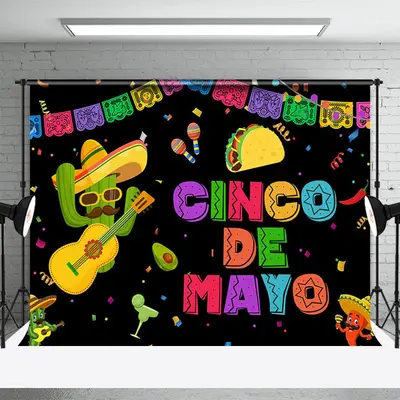 Guita Cactus Cinco De Mayo Mexican Fiesta Backdrop - Aperturee