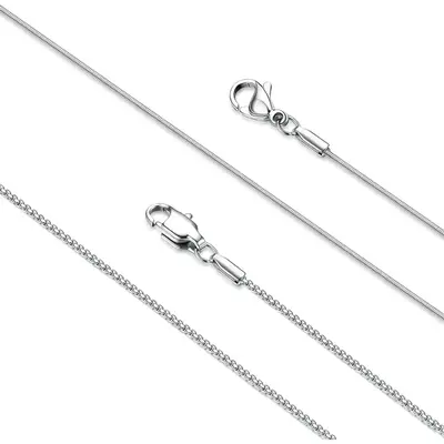 Jstyle 2 count Stainless Steel 1mm Round Snake Chain Box Chain Necklace Super Thin & Strong,16-30 Inch Daily