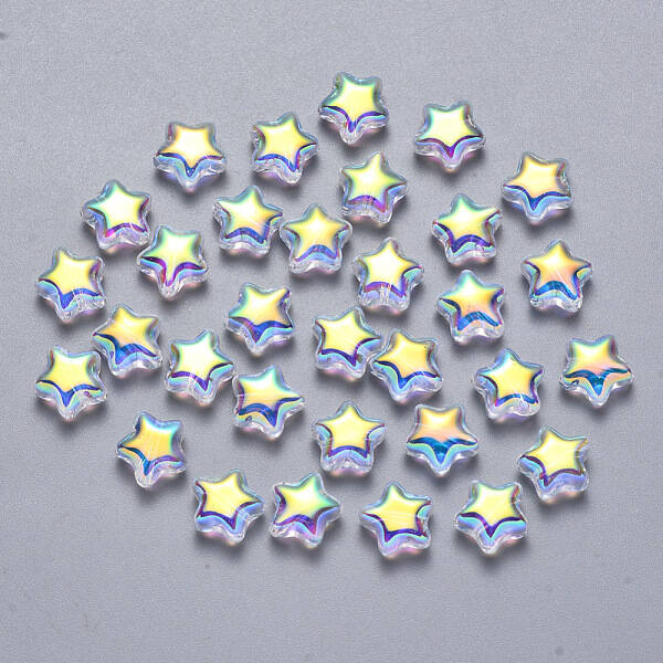 Transparent Spray Painted Glass Beads