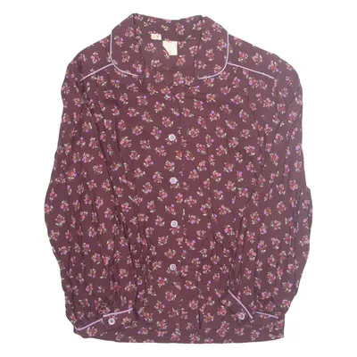 J.W Womens Printed Blouse Purple Long Sleeve Viscose Floral M
