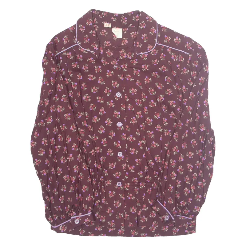 J.W Womens Printed Blouse Purple Long Sleeve Viscose Floral M