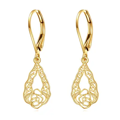 10K Gold Daffodil Drop Earrings