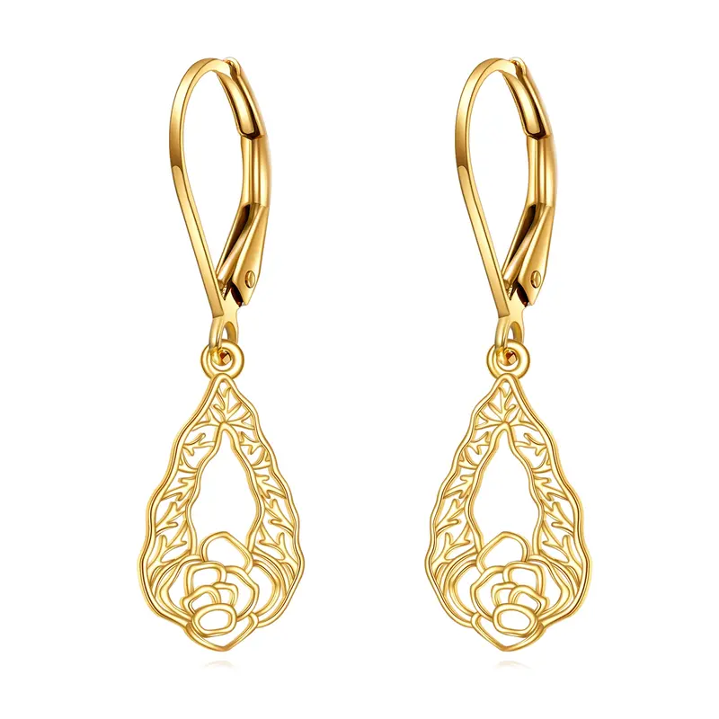 10K Gold Daffodil Drop Earrings