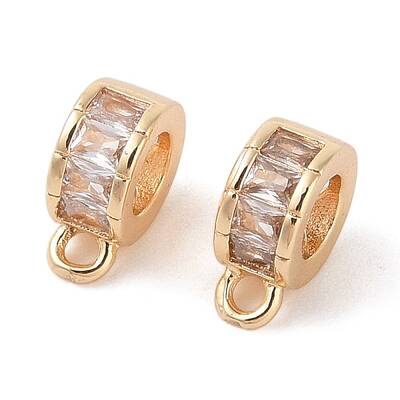 Brass Pave Clear Cubic Zirconia Beads