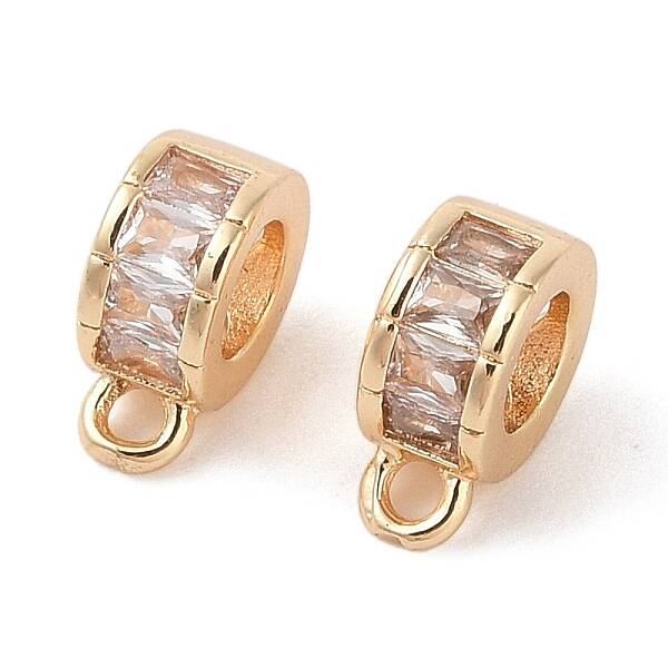 Brass Pave Clear Cubic Zirconia Beads