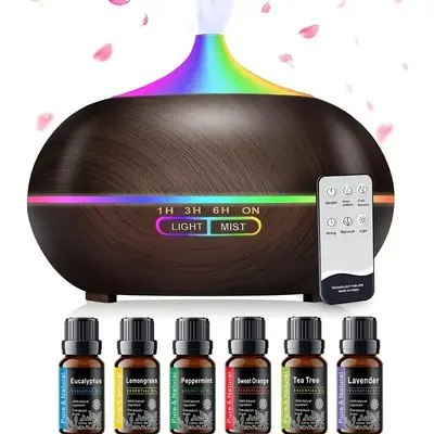 Essential Oil Diffuser 18.6oz, Ultrasonic Aromatherapy Diffuser Mist Humidifiers, Humidifier With 8 Color Lights, 4 Timer Set...