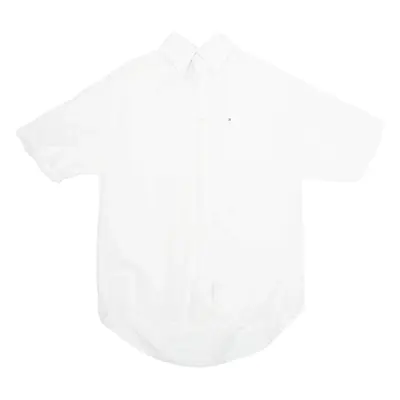 TOMMY HILFIGER Mens Plain Shirt White Linen S