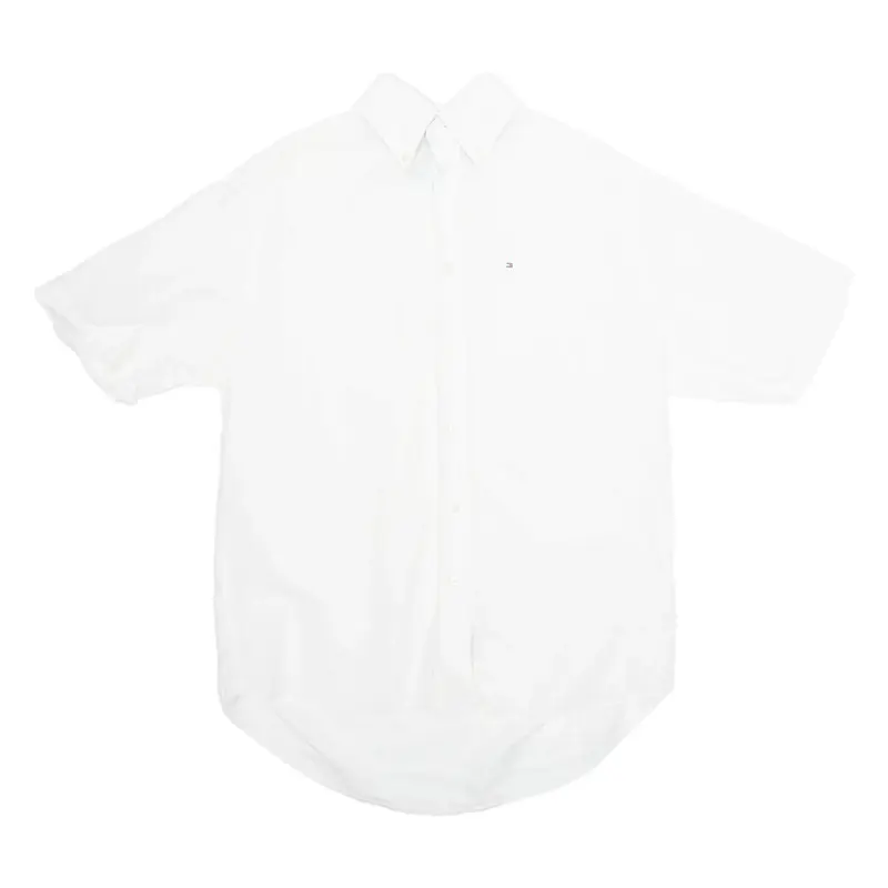 TOMMY HILFIGER Mens Plain Shirt White Linen S
