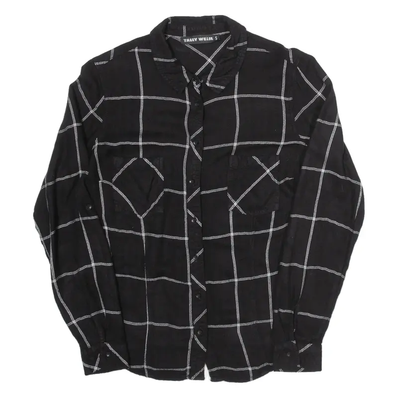 TALLY WEIJL Womens Shirt Black Check Long Sleeve S
