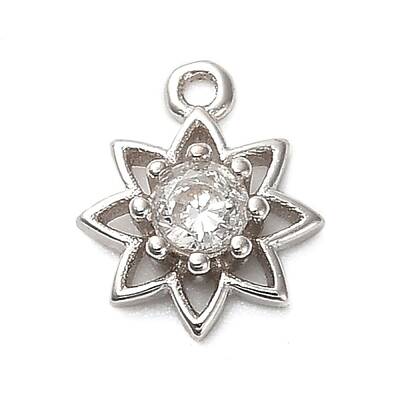 925 Sterling Silver Clear Cubic Zirconia 8-Pointed Star Charms