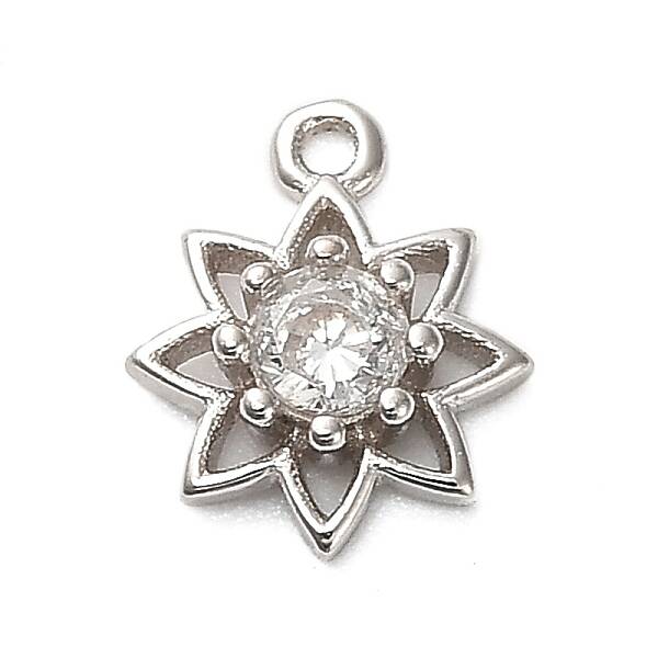 925 Sterling Silver Clear Cubic Zirconia 8-Pointed Star Charms