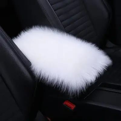 Furry Auto Center Console Cover Pad, Solid Color Decorative Vehicle Armrest Cushion, Car Interior Accessory For Car Gift