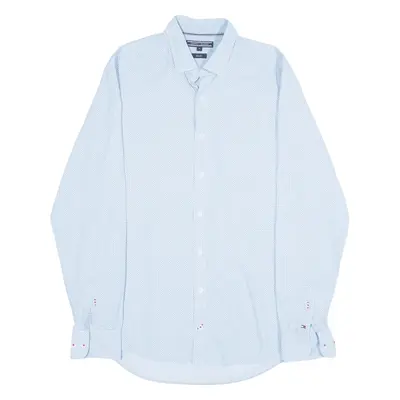 TOMMY HILFIGER Slim Fit Shirt Blue Geometric Long Sleeve Mens M