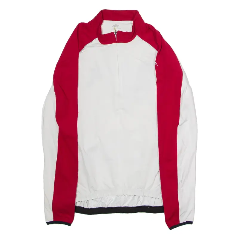 CRANE Cycling Mens Jersey White Long Sleeve 1/2 Zip M