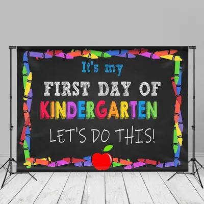 Crayons First Day Kindergarden Back To School Backdrop - Aperturee