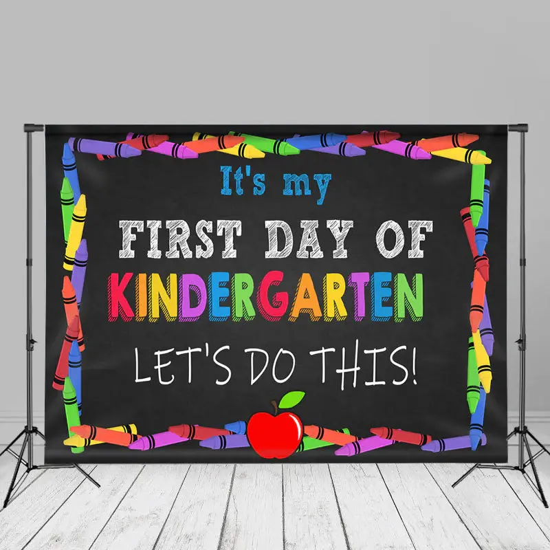 Crayons First Day Kindergarden Back To School Backdrop - Aperturee