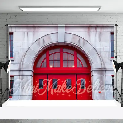 White Brick Wall Red Door Backdrop For Photograph - Aperturee