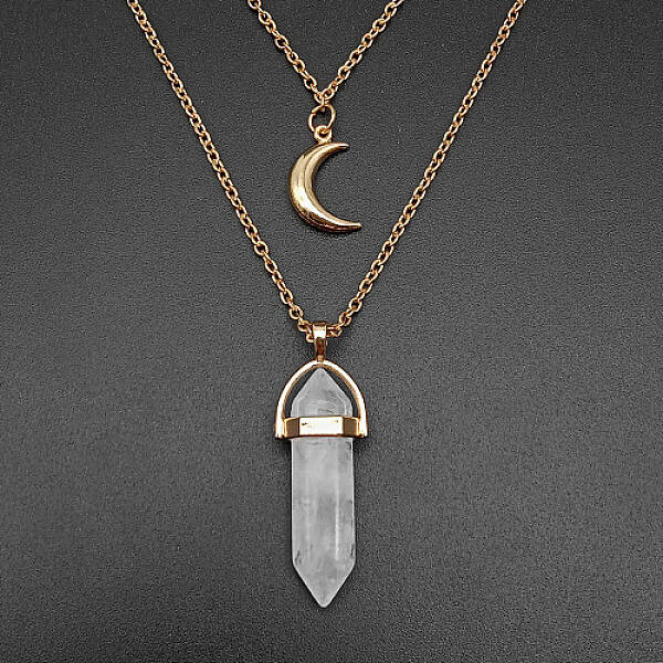 Natural Other Quartz Cone Pendant Double Layer Necklace