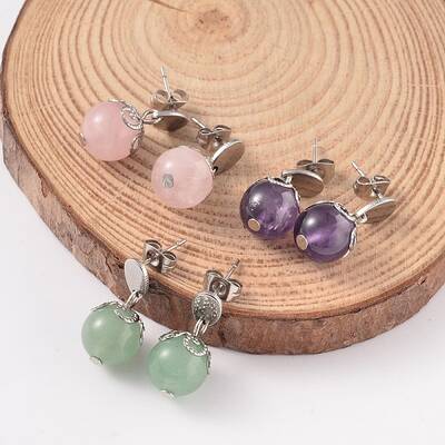 Natural Mixed Stone Ear Studs