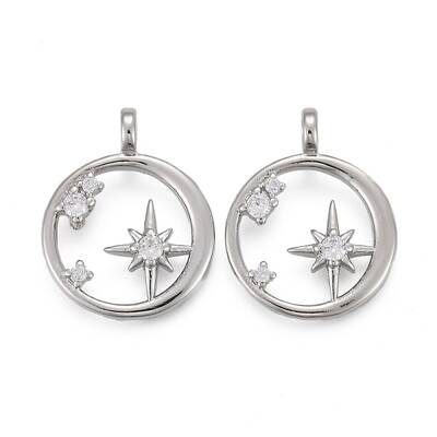 Brass Micro Pave Clear Cubic Zirconia Pendants