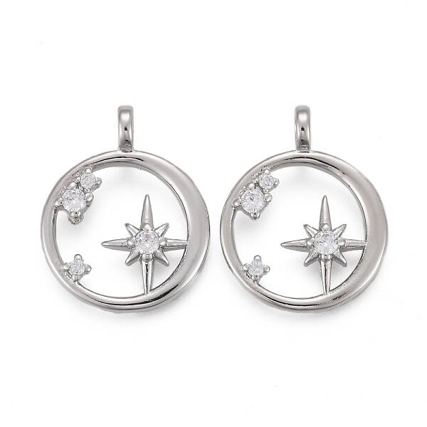 Brass Micro Pave Clear Cubic Zirconia Pendants