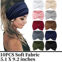 10 Pack Turban Headbands for Women Wide Vintage Head Wraps Knotted Cute Hair Band Accessories Sports & Outdoor cotton