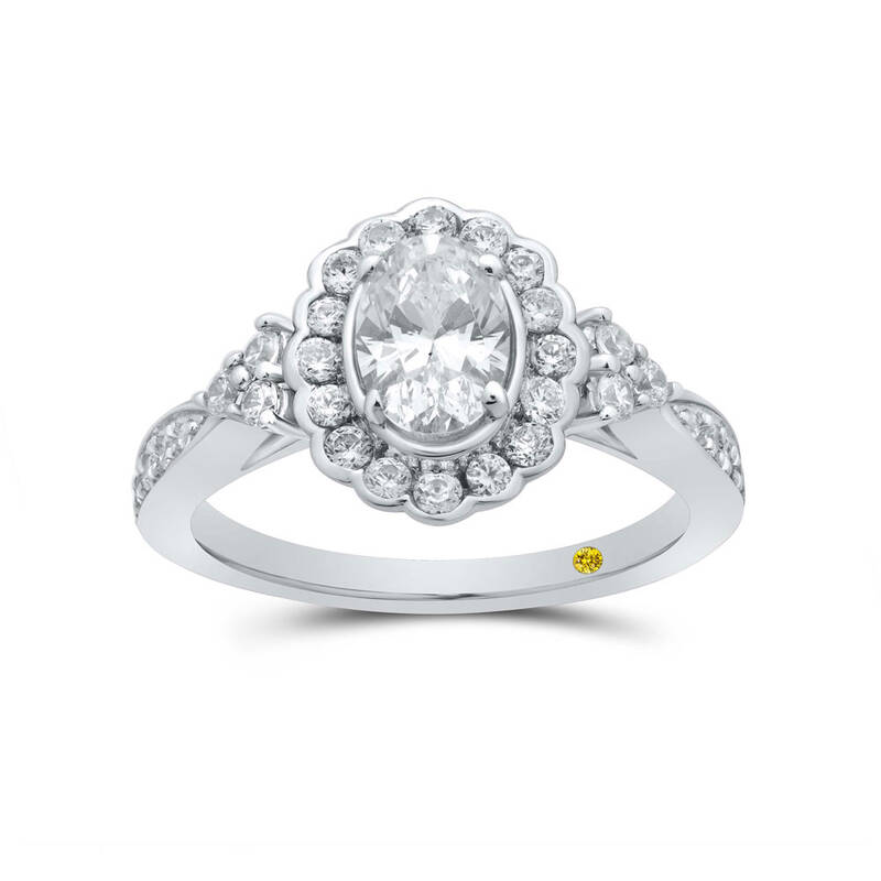 Oval Floral Lab Grown Diamond Engagement Ring | White Gold 1 1/2 CT. TW.