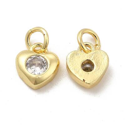 Brass Micro Pave Clear Cubic Zirconia Charms