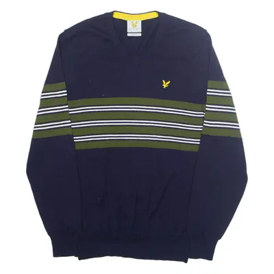 LYLE & SCOTT GOLF Mens Jumper Blue V-Neck Tight Knit M