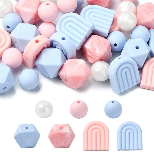 35Pcs 7 Styles Food Grade Eco-Friendly Silicone Beads