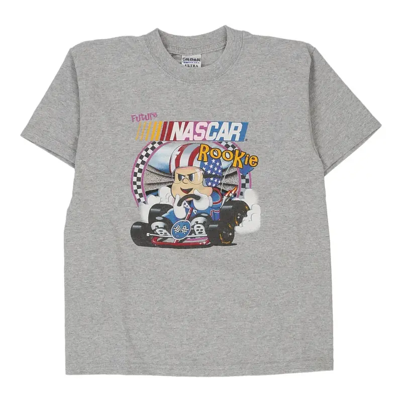 Age 12 Gildan Nascar T-Shirt - Large Grey Cotton