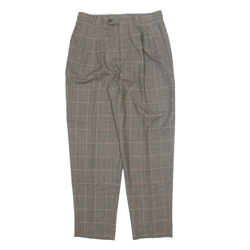 REDWOODS ROSS BARRY BRICKEN Chino Check Trousers Black Relaxed Straight Womens W32 L32