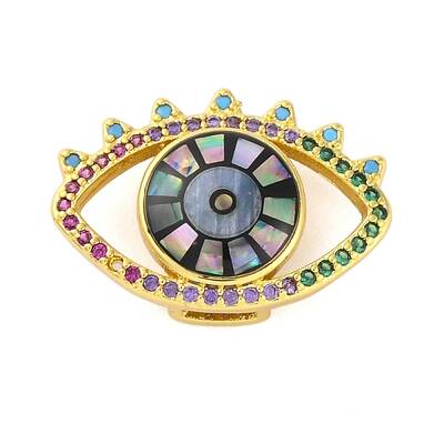 Brass Micro Pave Cubic Zirconia Slide Charms