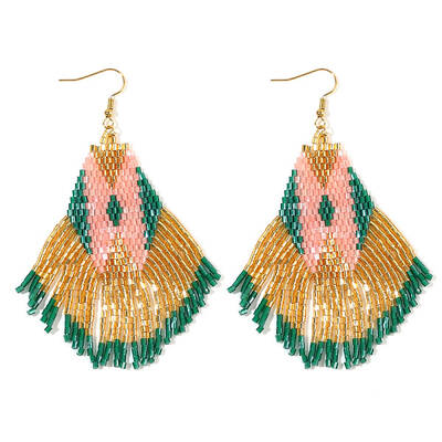 Colorful Glass Seed Beads Tassel Dangle Earrings